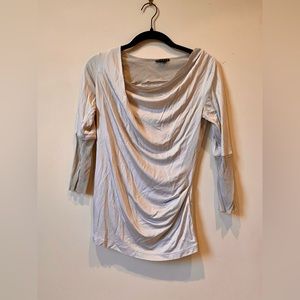 Theory cowl neck sheen 3/4 length blouse size petite